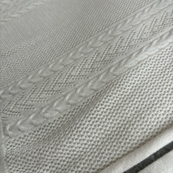 MNG Basics Women Medium Sweater Bows Keyhole Cable Off White Black Cotton Wool - Picture 7 of 13